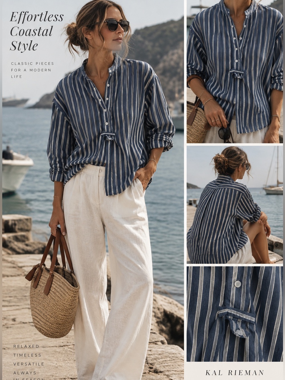 Kal Rieman Women’s Striped Pullover Tunic Shirt – Size M